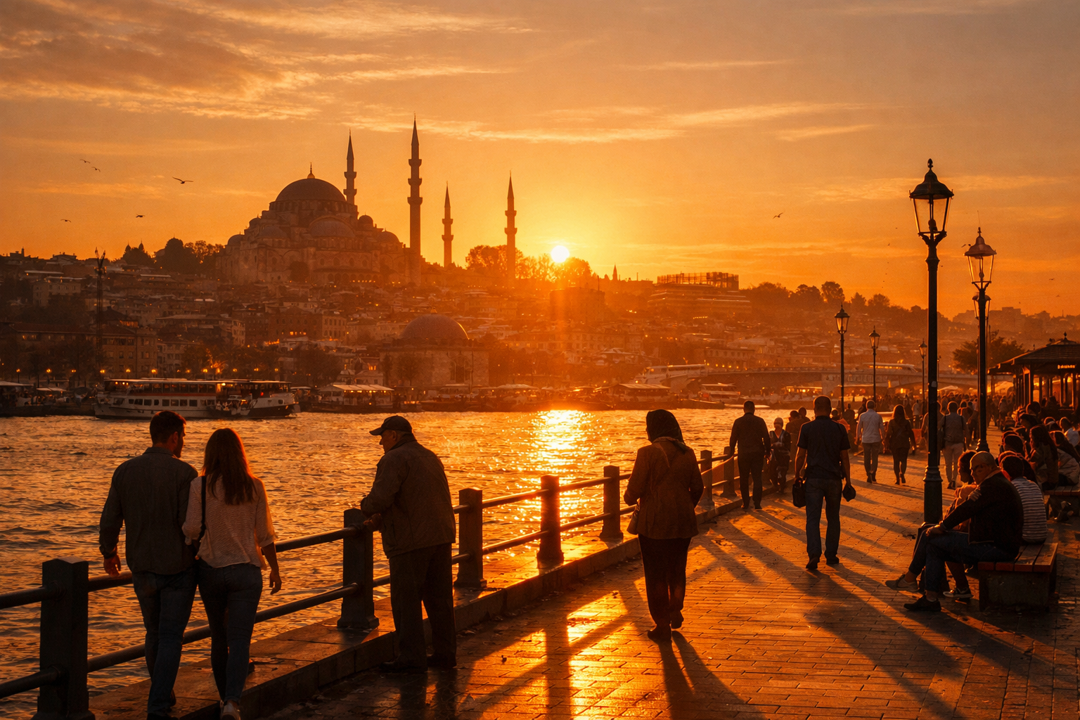 Turk sehirlerinde altin saat isigi